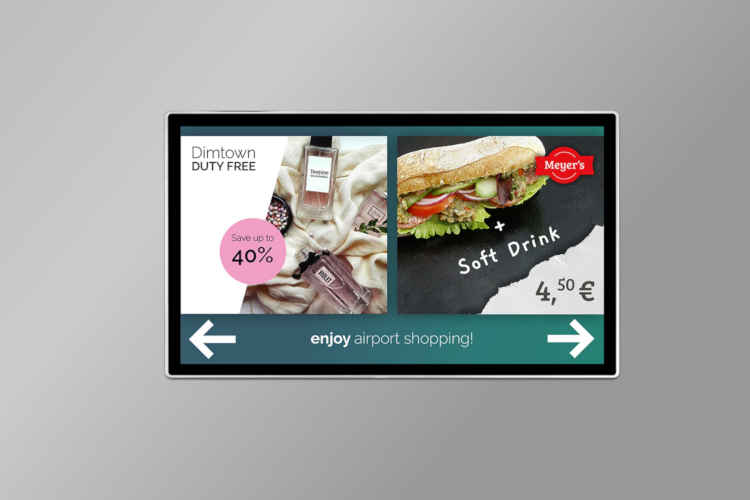 Werbung auf flexyPage Display am Flughafen