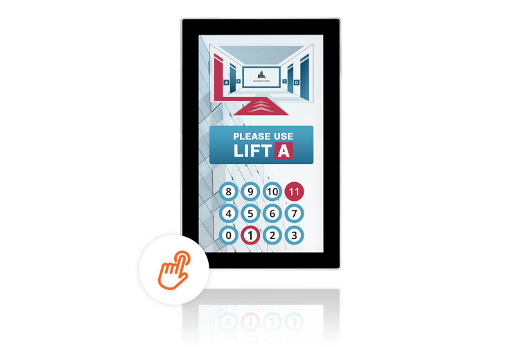 flexyPage Display als Zielrufsystem für Aufzüge mit Touch-Funktion