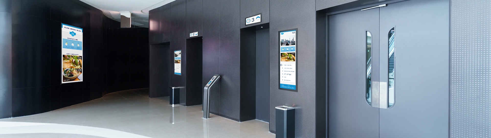 flexyPage Displays für Bürogebäude 